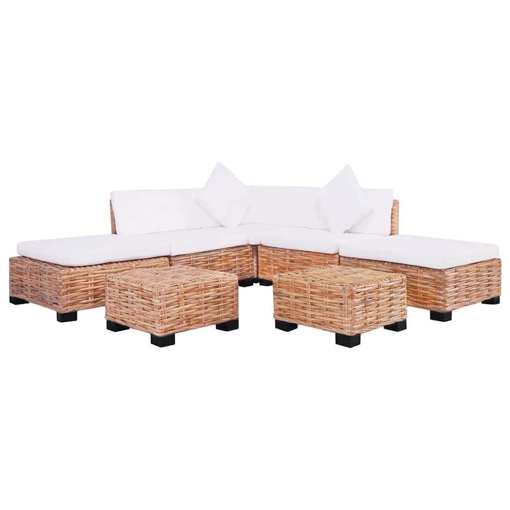 vidaXL Zestaw wypoczynkowy, 18 elementów, naturalny rattan