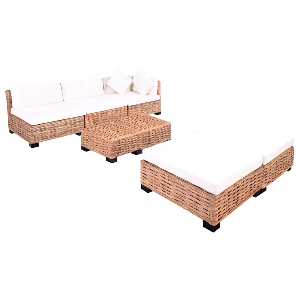 vidaXL Zestaw wypoczynkowy, 18 elementów, naturalny rattan