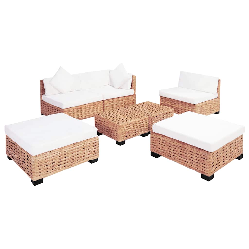 vidaXL Zestaw wypoczynkowy, 18 elementów, naturalny rattan