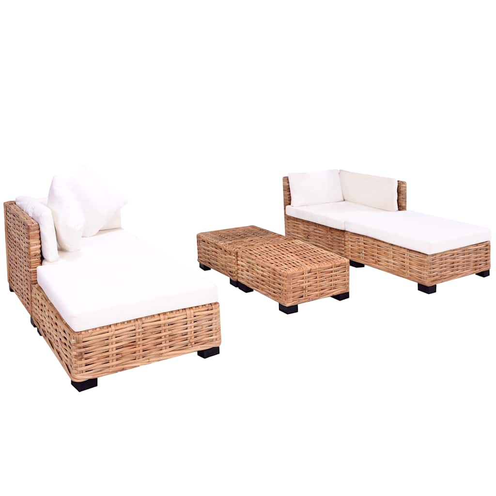 vidaXL Zestaw wypoczynkowy, 16 elementów, naturalny rattan