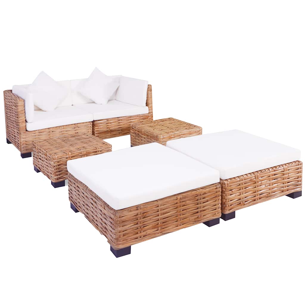 vidaXL Zestaw wypoczynkowy, 16 elementów, naturalny rattan