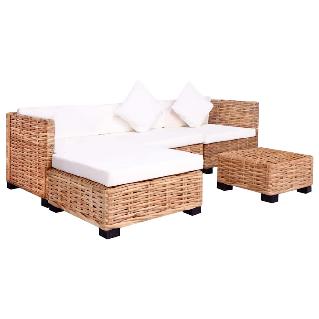vidaXL Zestaw wypoczynkowy, 14 elementów, naturalny rattan