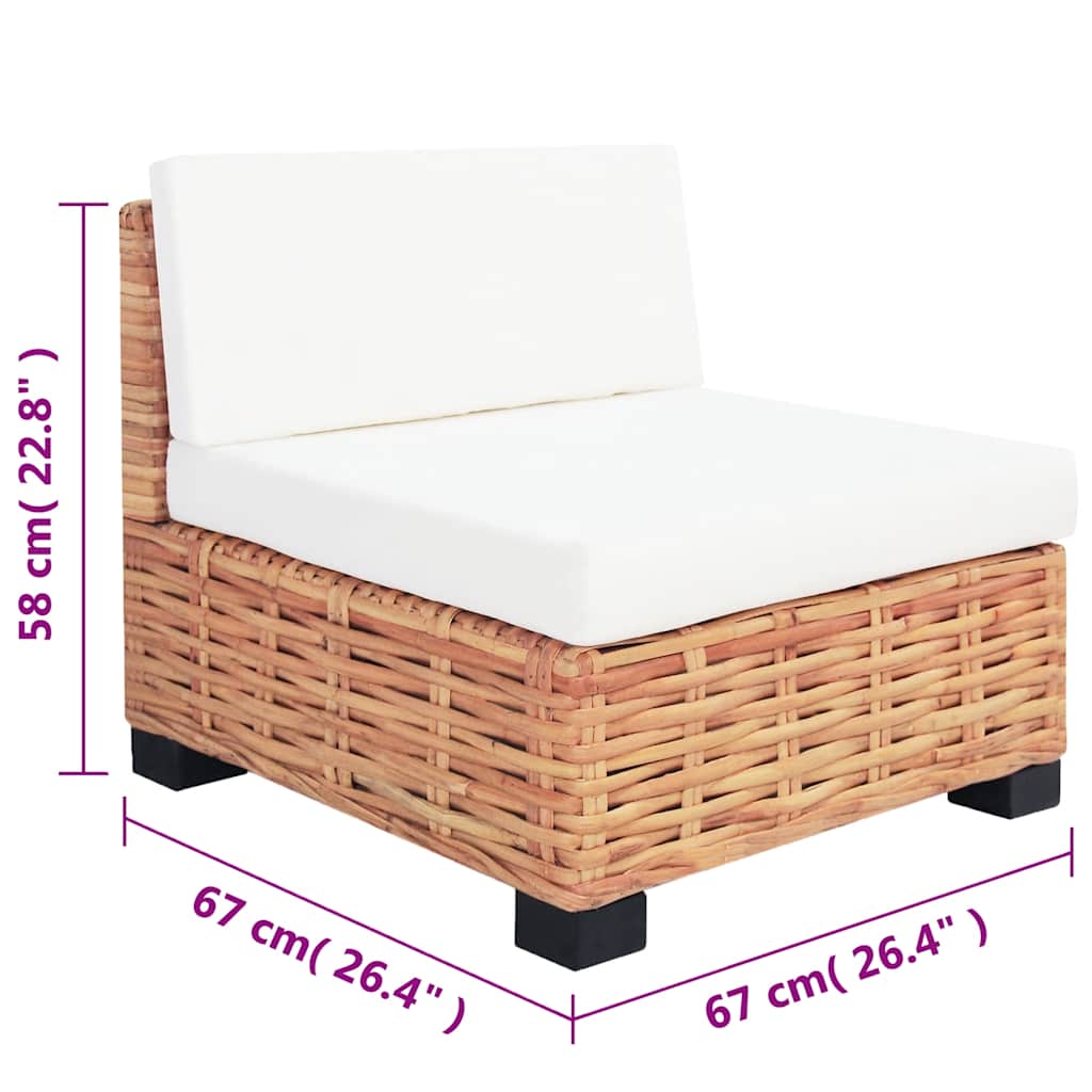 vidaXL Zestaw wypoczynkowy, 14 elementów, naturalny rattan