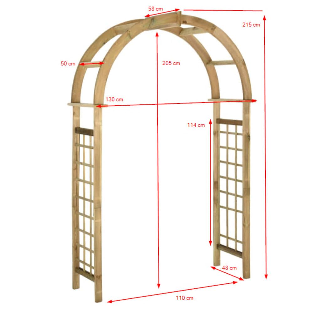 vidaXL Pergola ogrodowa zwieńczona łukiem, impregnowane drewno sosnowe