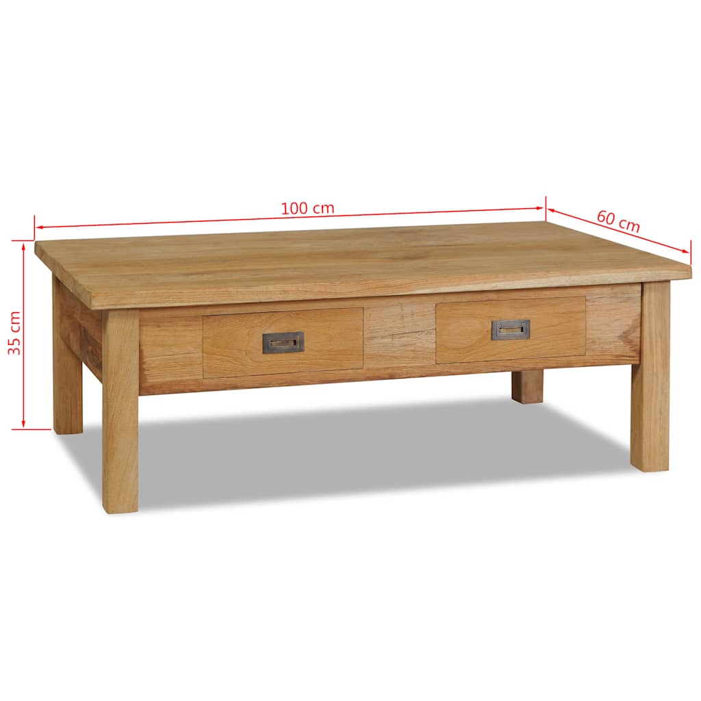 vidaXL Stolik kawowy, lite drewno tekowe, 100 x 60 x 35 cm
