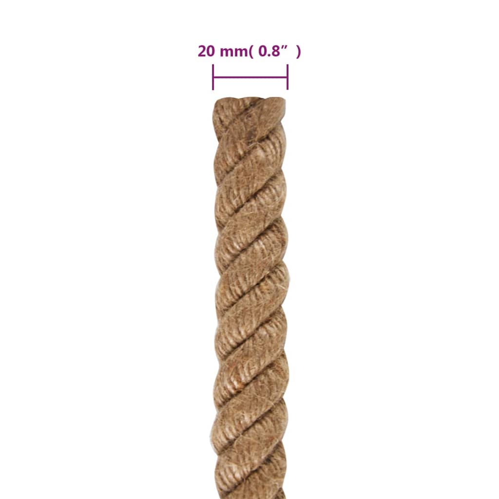 vidaXL Lina, 100% juty, 20 mm, 50 m