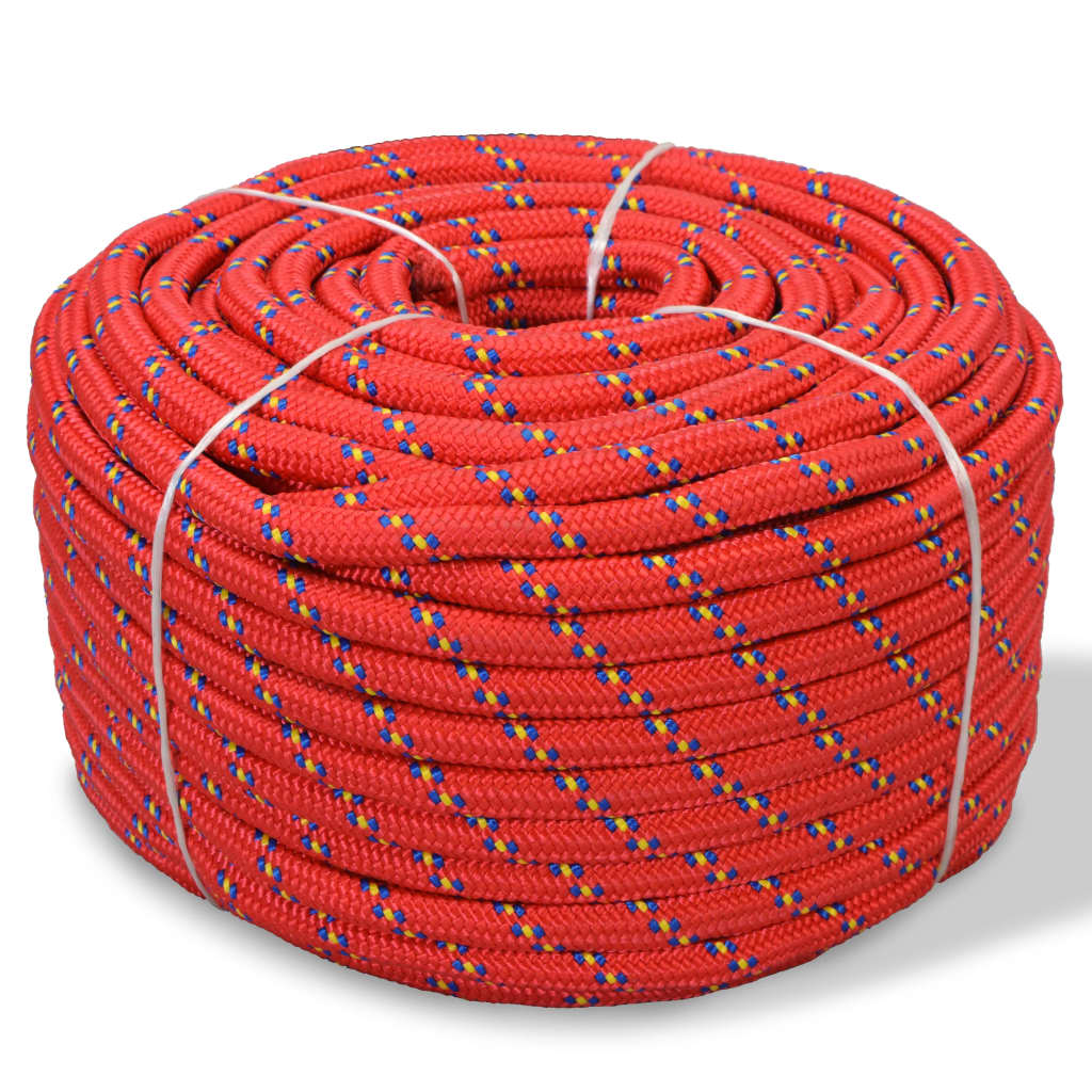 vidaXL Linka żeglarska z polipropylenu, 10 mm, 50 m, czerwona