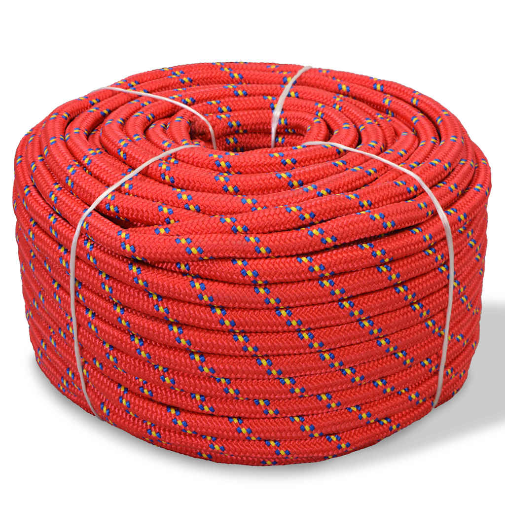 vidaXL Linka żeglarska z polipropylenu, 12 mm, 50 m, czerwona