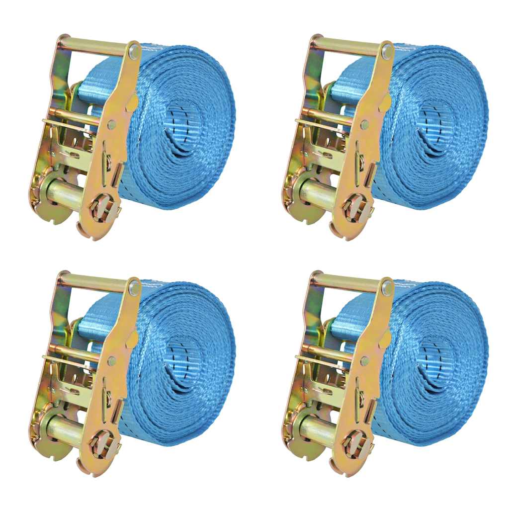 vidaXL Taśmy mocujące z napinaczami, 4 szt., 2 T, 6m x 38mm, niebieski