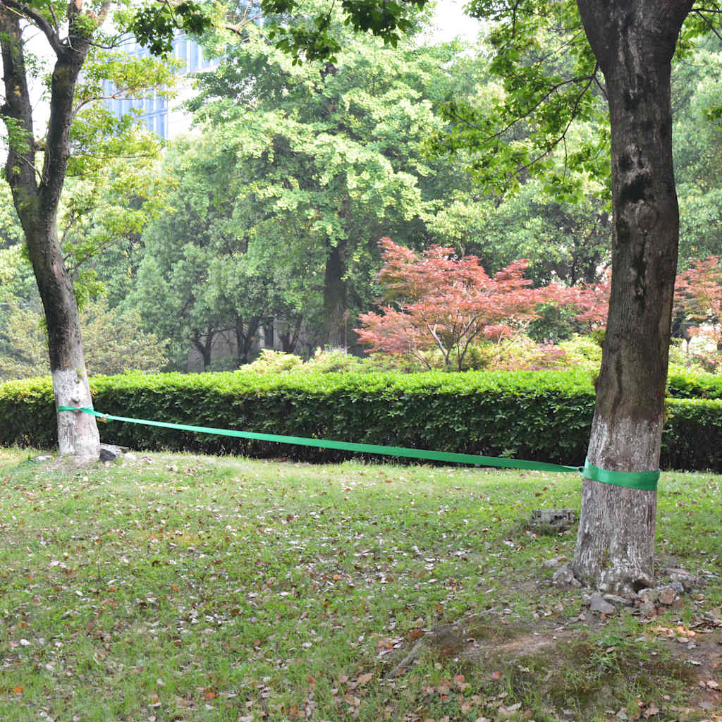 vidaXL Taśma do slackliningu, 15 m x 50 mm, 150 kg, zielona