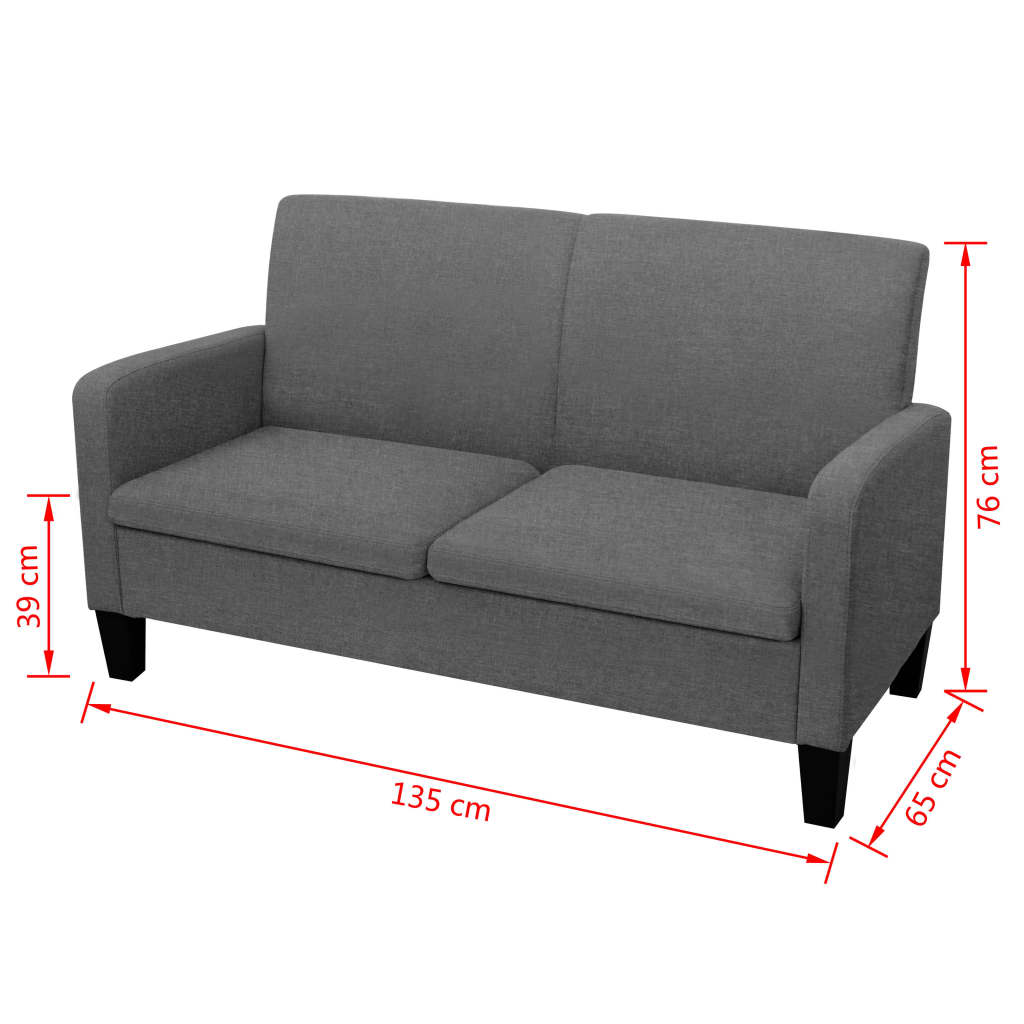 vidaXL Kanapa 2-osobowa, ciemnoszara, 135x65x76 cm