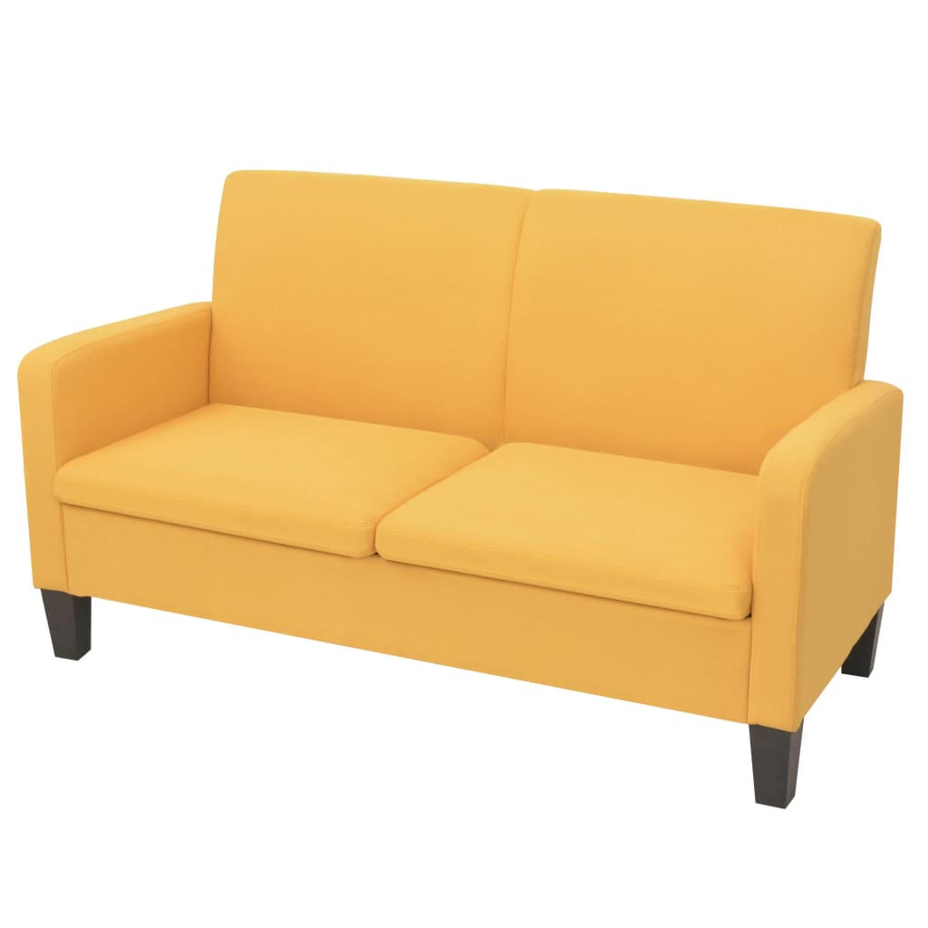 vidaXL Sofa 2-osobowa, żółta, 135 x 65 x 76 cm
