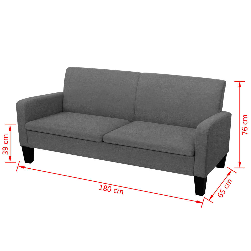 vidaXL Kanapa 3-osobowa, ciemnoszara, 180 x 65 x 76 cm