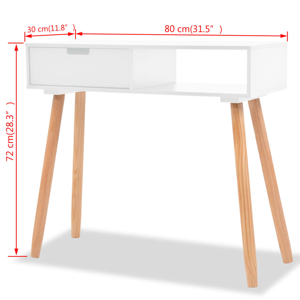 vidaXL Stolik typu konsola, drewno sosnowe, 80x30x72 cm, biały