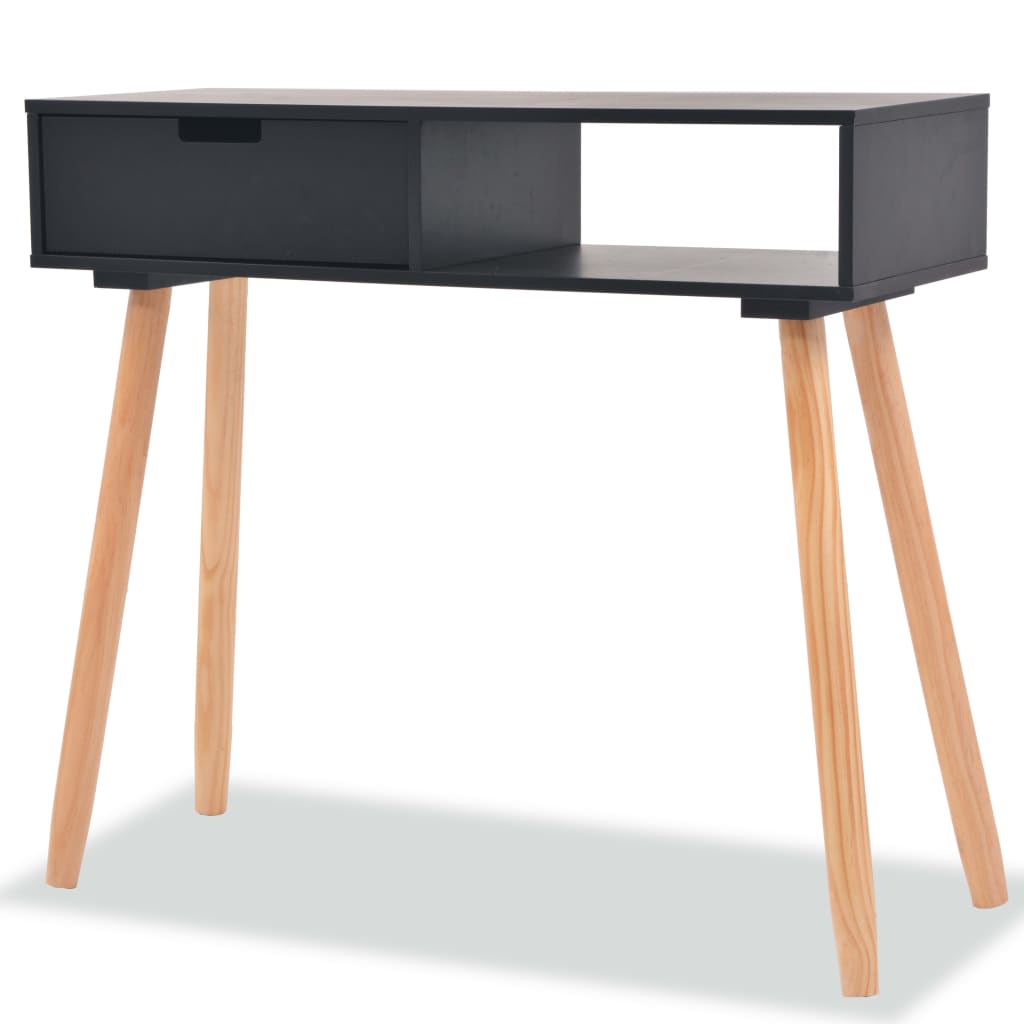 vidaXL Stolik typu konsola, drewno sosnowe, 80x30x72 cm, czarny