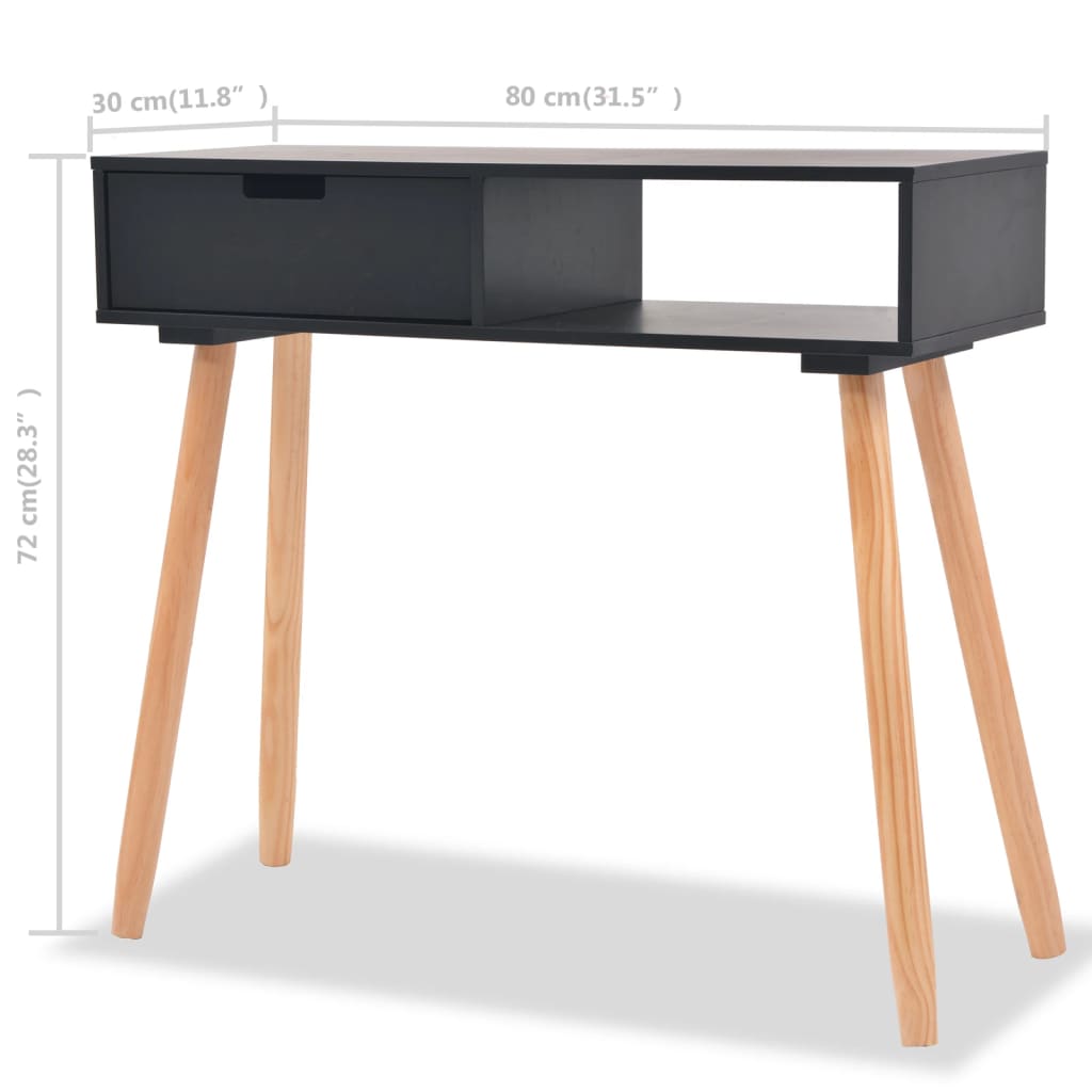 vidaXL Stolik typu konsola, drewno sosnowe, 80x30x72 cm, czarny