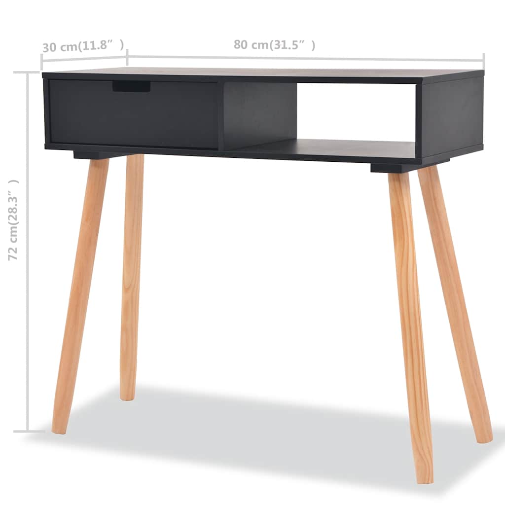 vidaXL Stolik typu konsola, drewno sosnowe, 80x30x72 cm, czarny