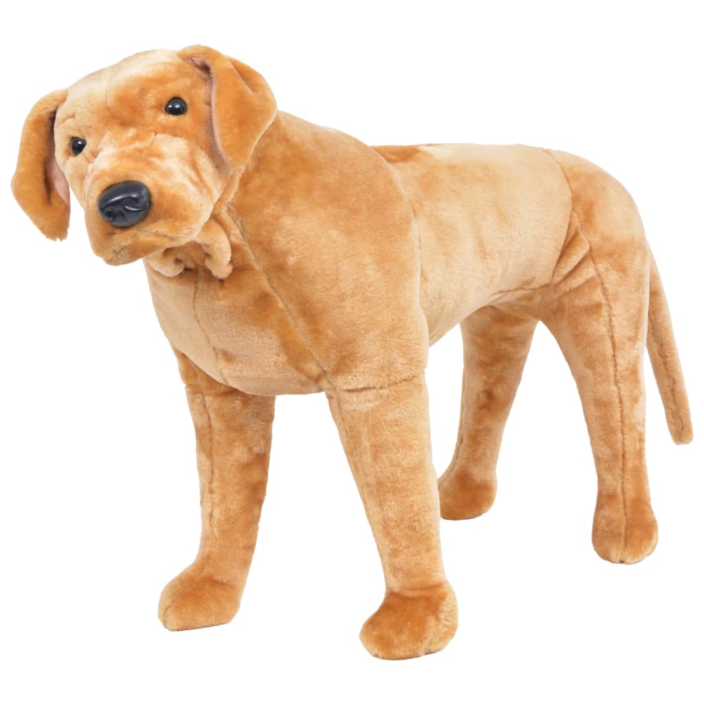 vidaXL Pluszowy labrador, stojący, jasnobrązowy, XXL