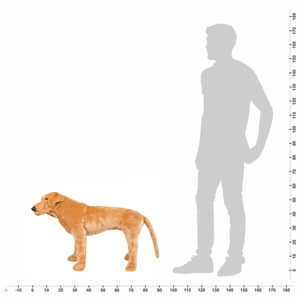 vidaXL Pluszowy labrador, stojący, jasnobrązowy, XXL