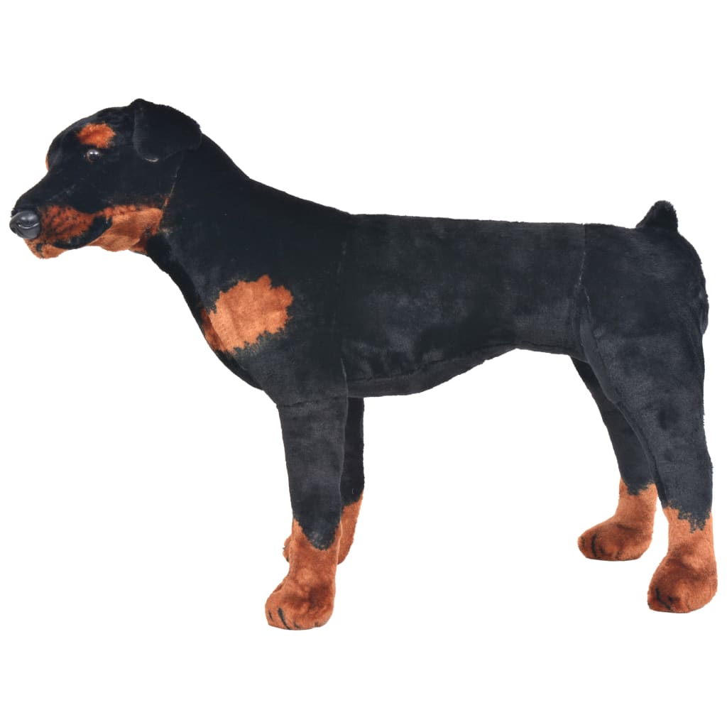 vidaXL Pluszowy rottweiler, stojący, czarno-brązowy, XXL
