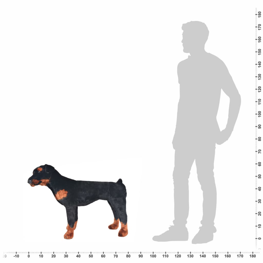 vidaXL Pluszowy rottweiler, stojący, czarno-brązowy, XXL