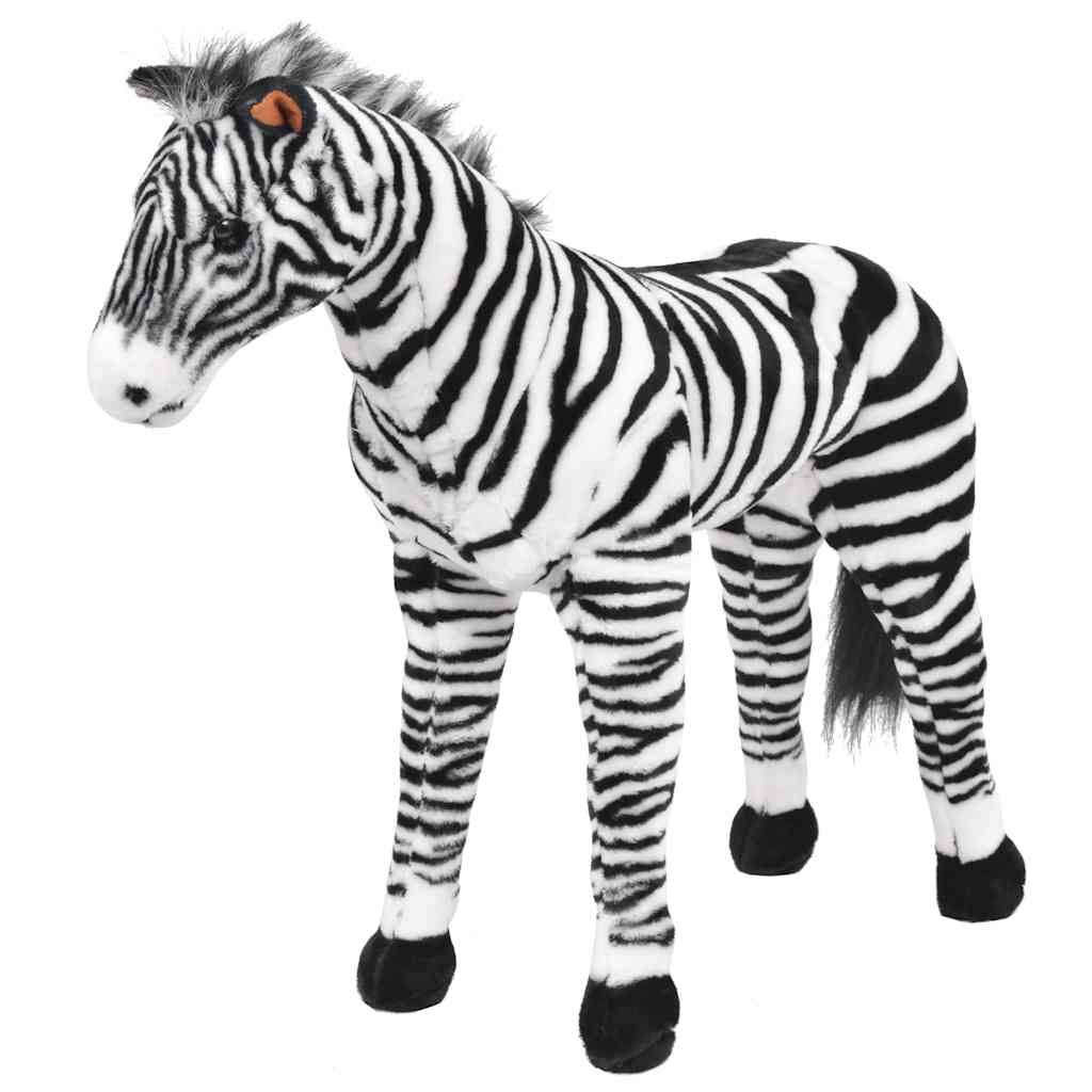 vidaXL Pluszowa zebra, stojąca, czarno-biała, XXL