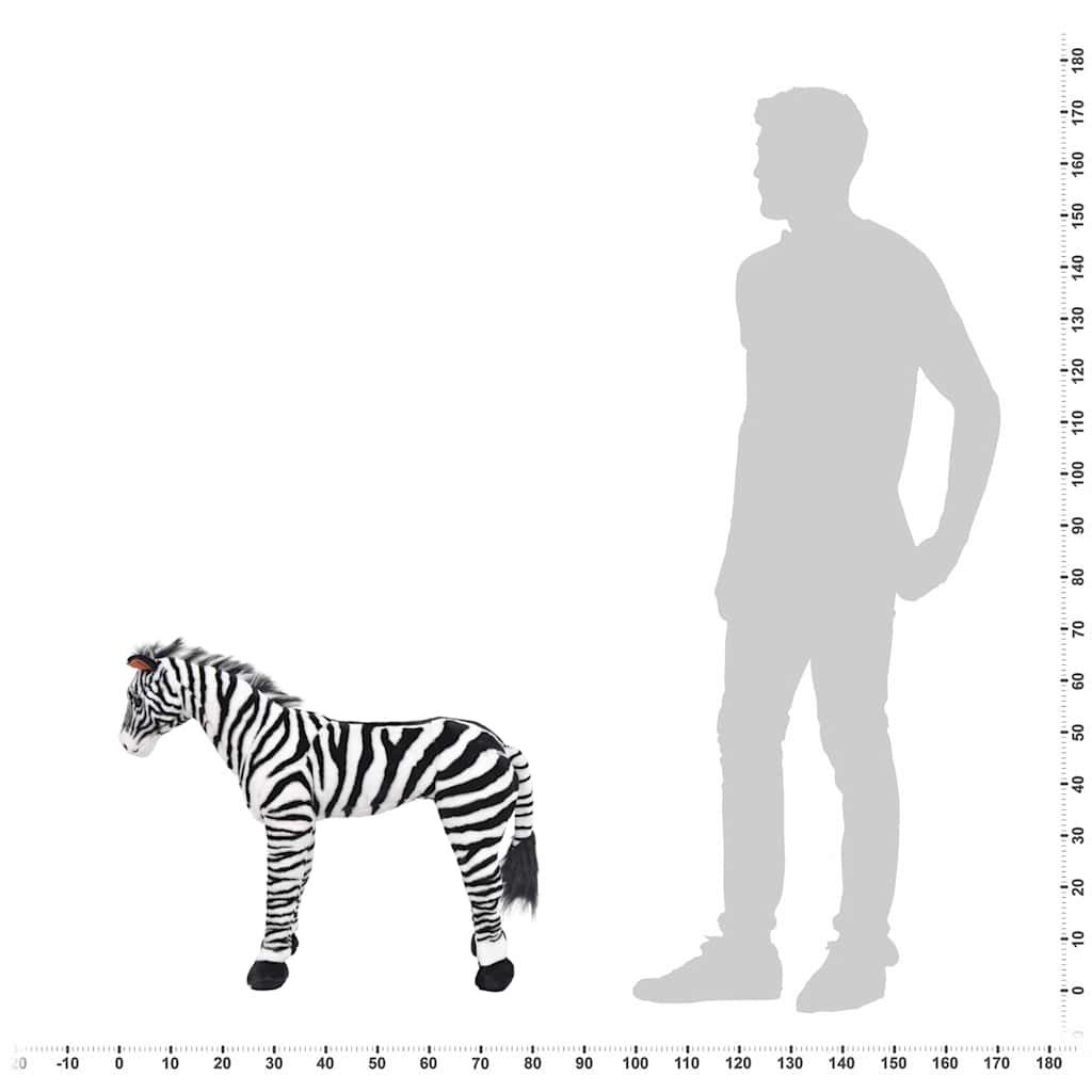 vidaXL Pluszowa zebra, stojąca, czarno-biała, XXL