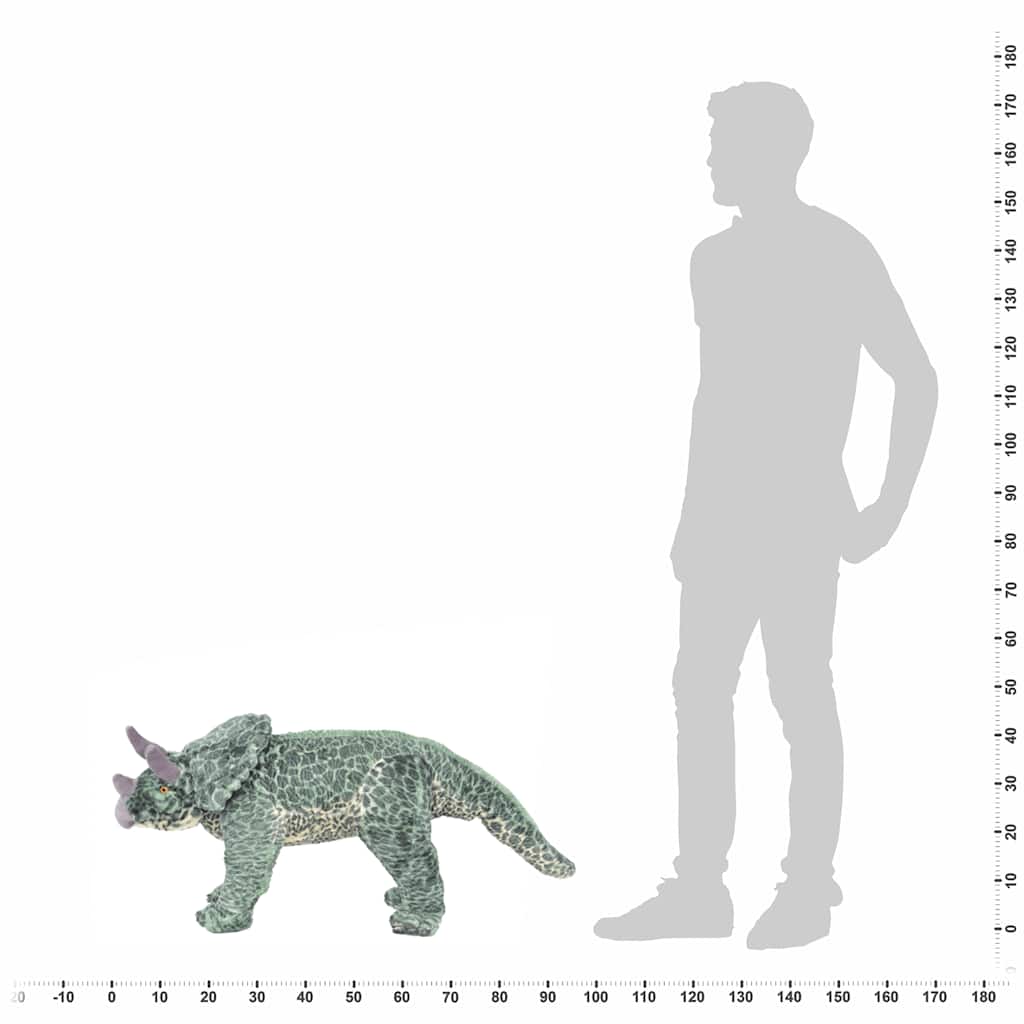 vidaXL Pluszowy triceratops, stojący, zielony, XXL