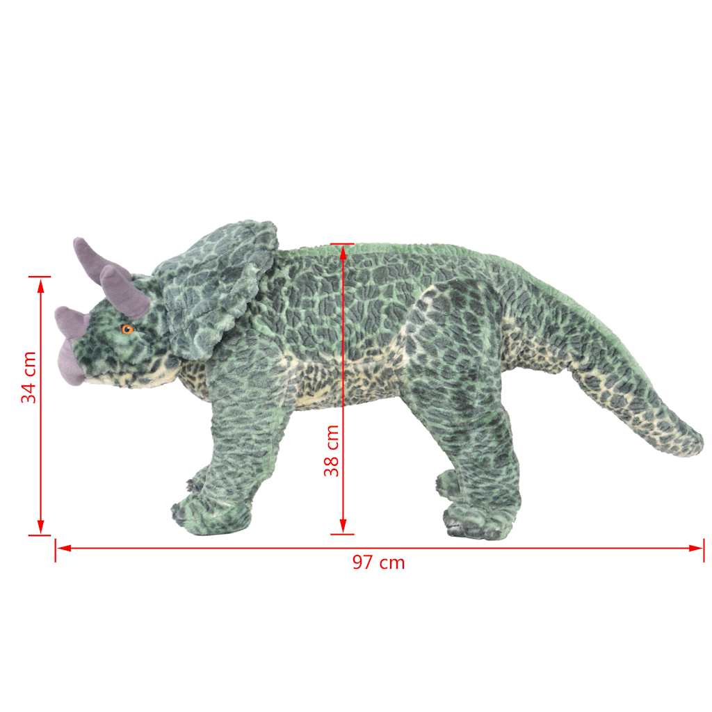vidaXL Pluszowy triceratops, stojący, zielony, XXL