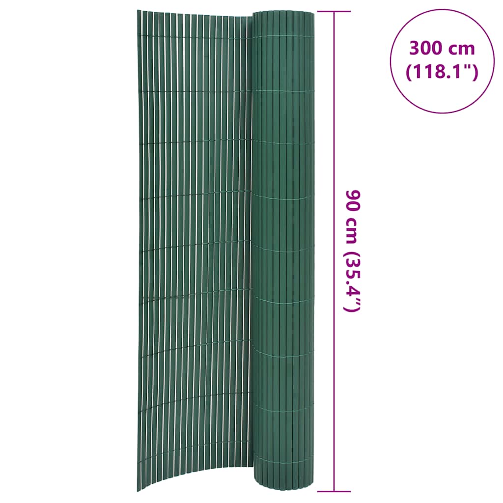 vidaXL Dwustronne ogrodzenie ogrodowe, PVC, 90x300 cm, zielone
