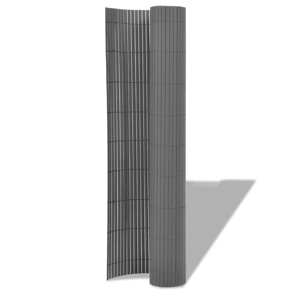 vidaXL Dwustronne ogrodzenie ogrodowe, PVC, 150x500 cm, szare