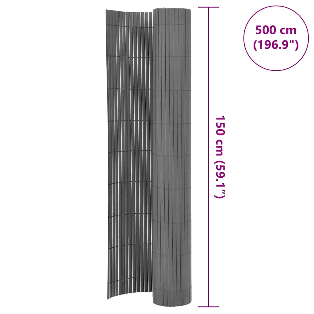 vidaXL Dwustronne ogrodzenie ogrodowe, PVC, 150x500 cm, szare