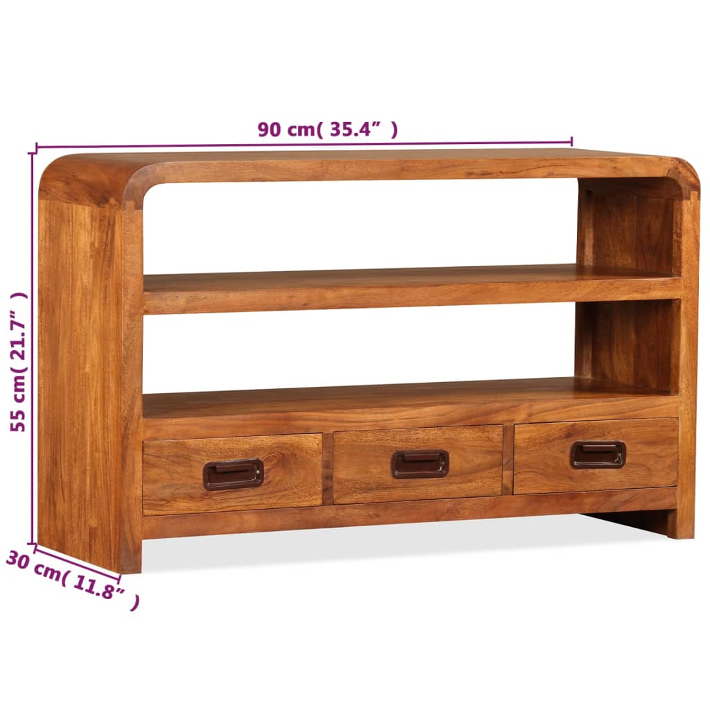 vidaXL Szafka pod telewizor, lite drewno akacjowe, 90x30x55 cm