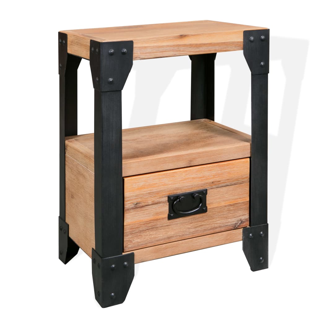 vidaXL Szafka nocna, lite drewno akacjowe, stal, 40 x 30 x 54 cm