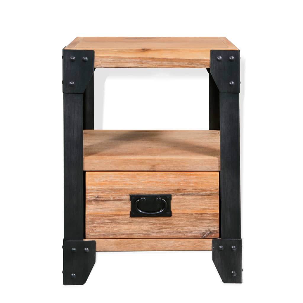 vidaXL Szafka nocna, lite drewno akacjowe, stal, 40 x 30 x 54 cm