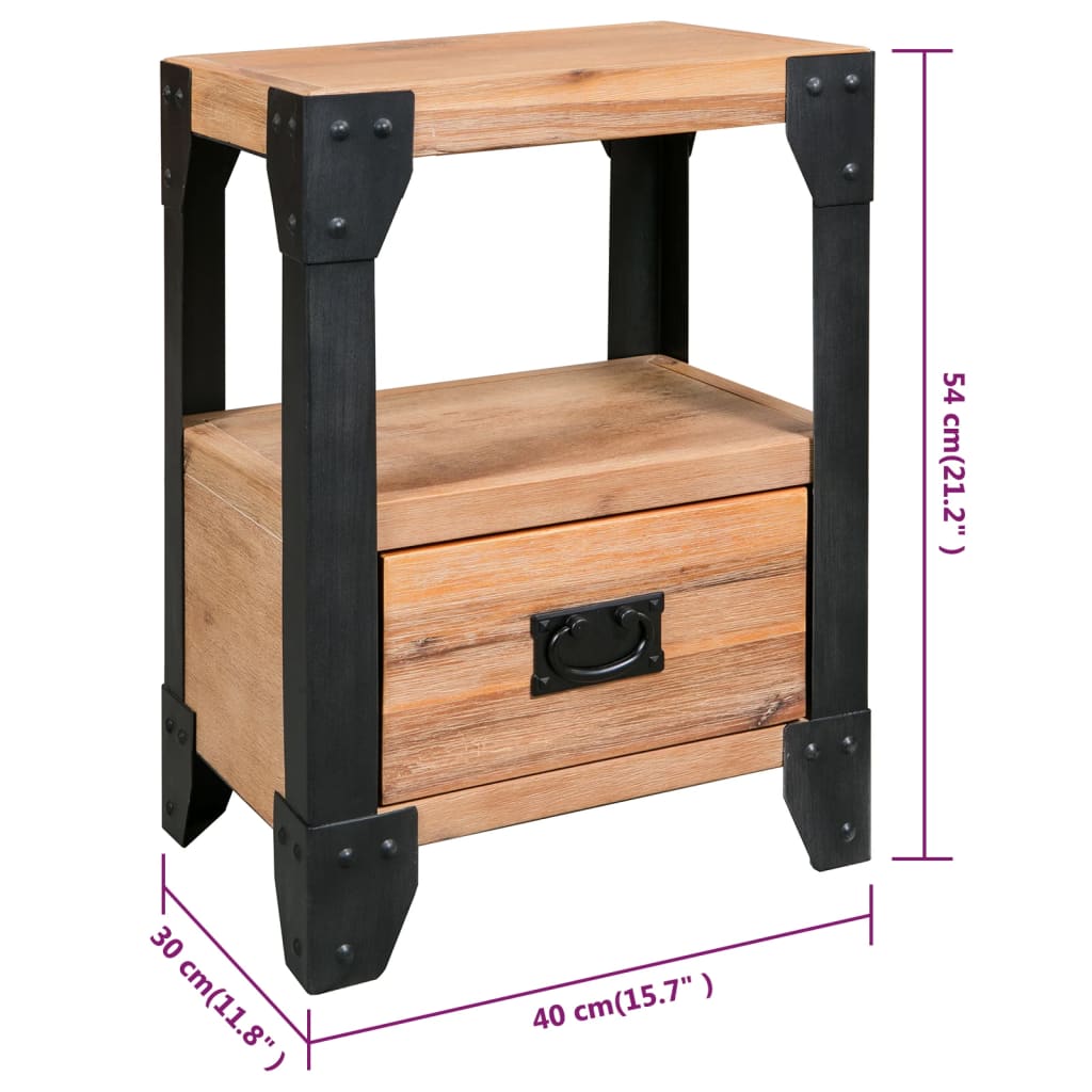vidaXL Szafka nocna, lite drewno akacjowe, stal, 40 x 30 x 54 cm