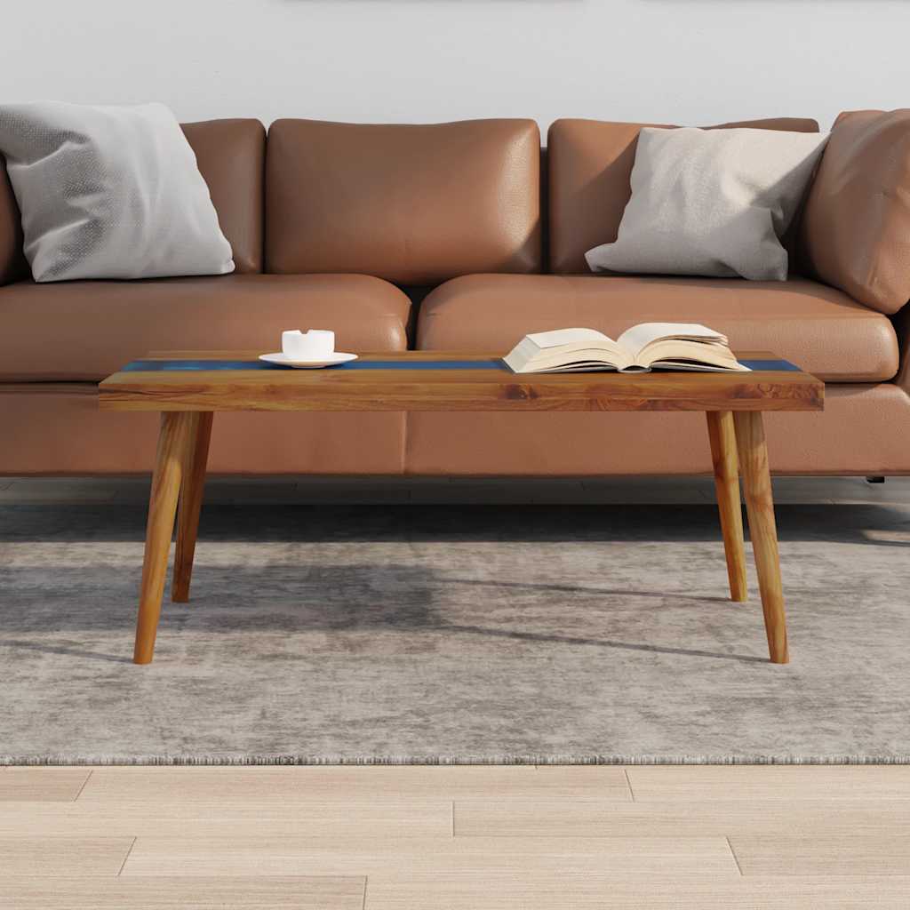 vidaXL Stolik kawowy z drewna tekowego i żywicy, 100 x 50 x 40 cm