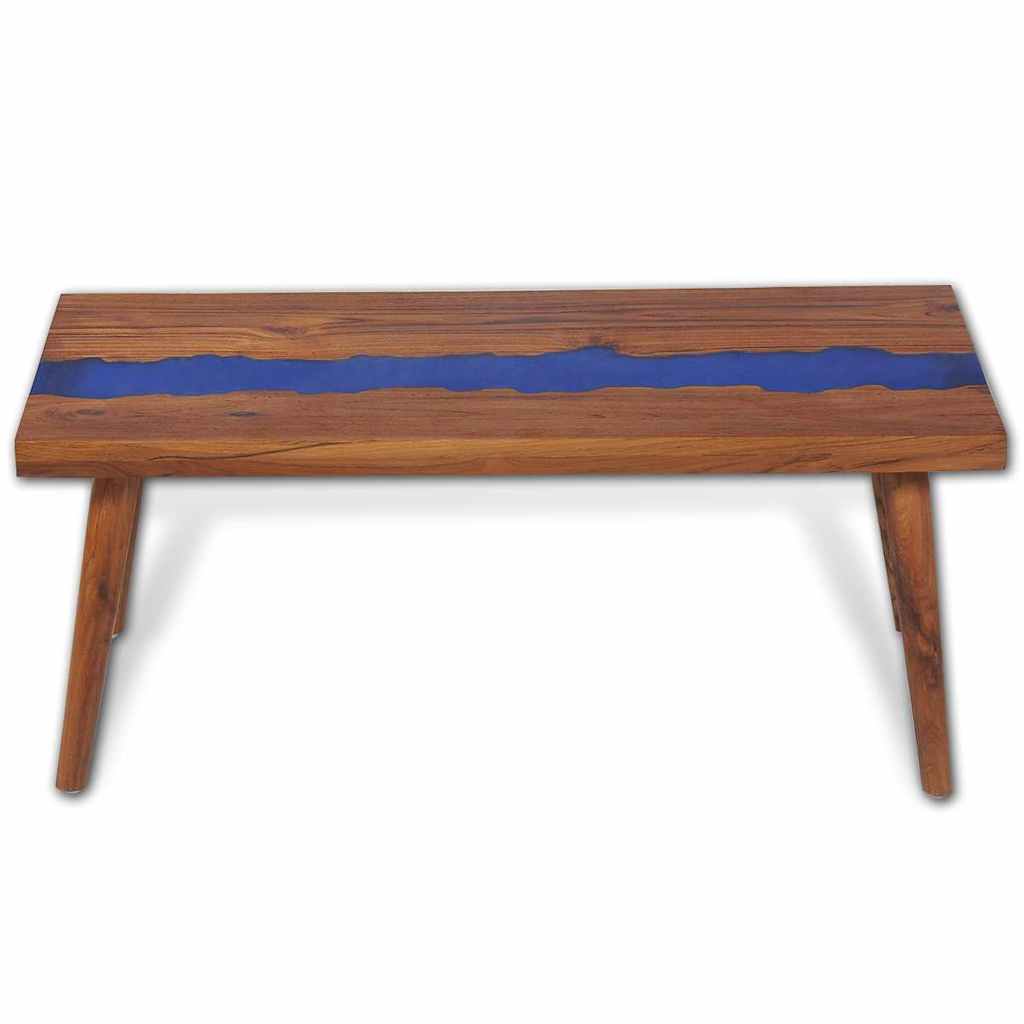vidaXL Stolik kawowy z drewna tekowego i żywicy, 100 x 50 x 40 cm