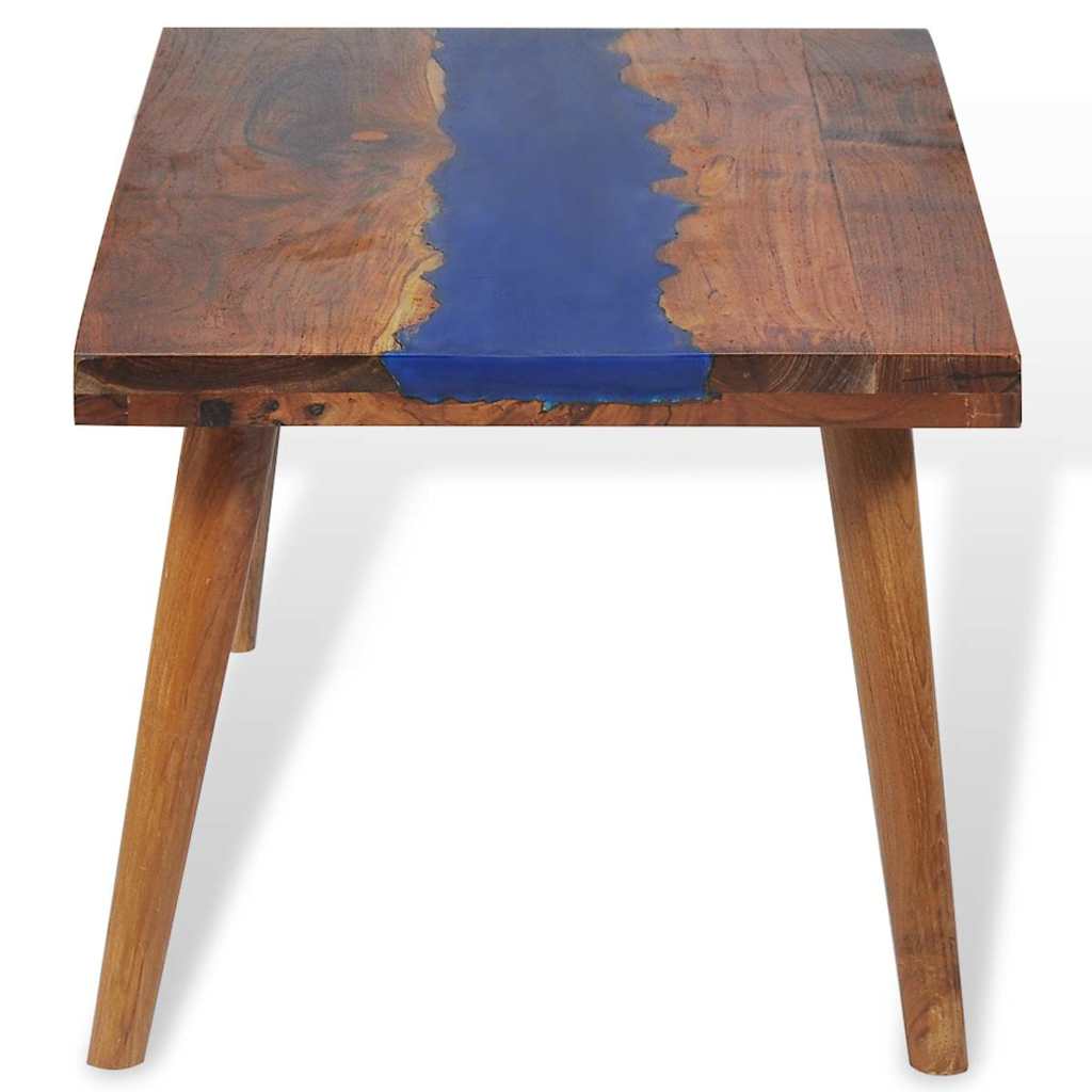 vidaXL Stolik kawowy z drewna tekowego i żywicy, 100 x 50 x 40 cm