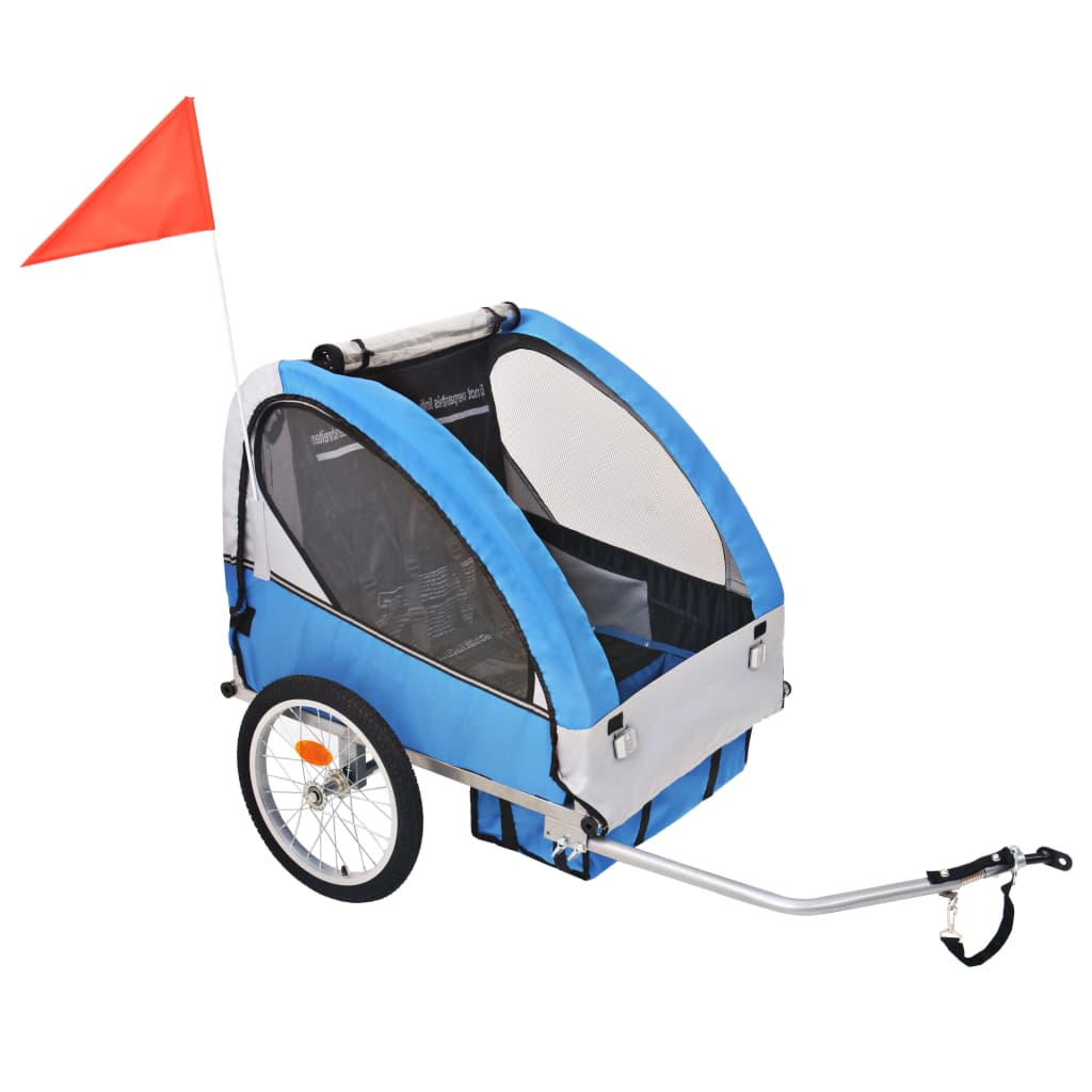 vidaXL Przyczepka rowerowa, szaro-niebieska, 30 kg