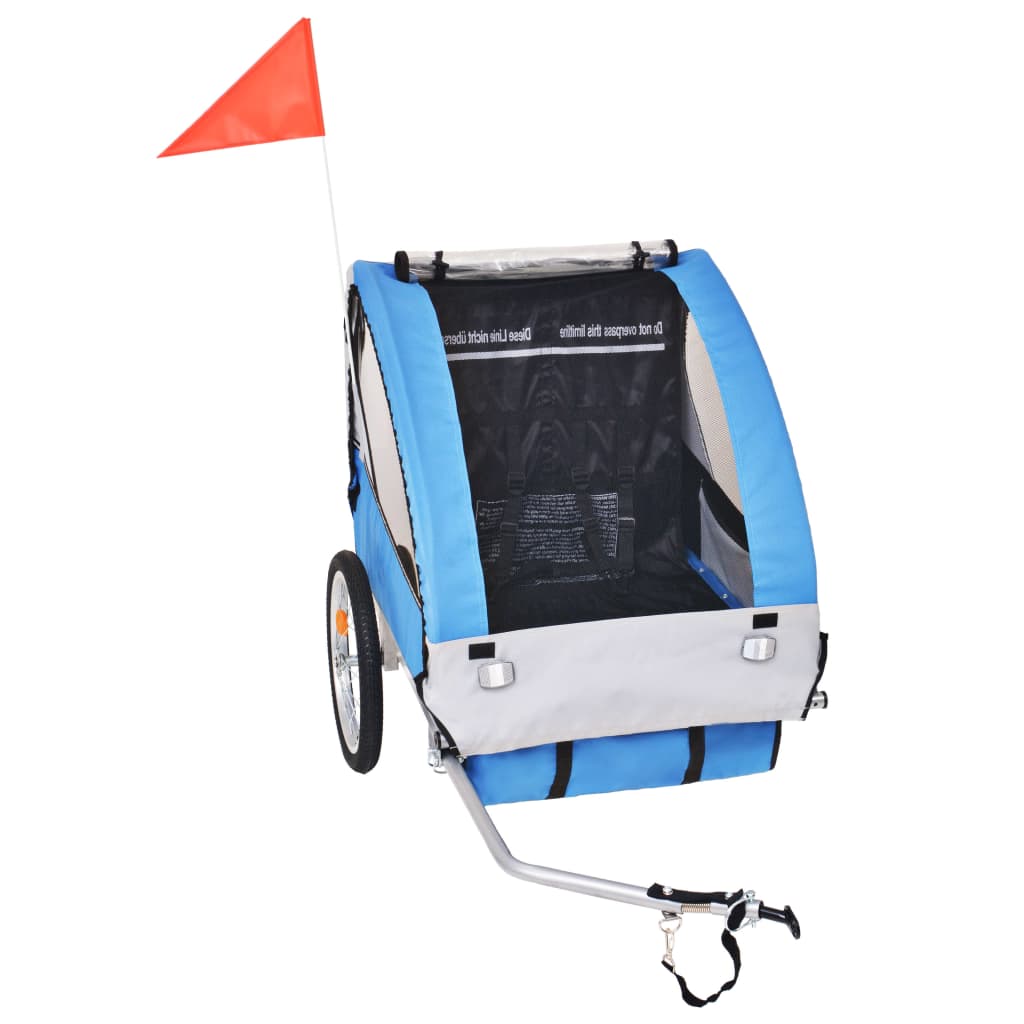 vidaXL Przyczepka rowerowa, szaro-niebieska, 30 kg
