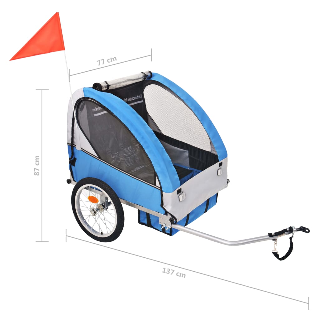 vidaXL Przyczepka rowerowa, szaro-niebieska, 30 kg