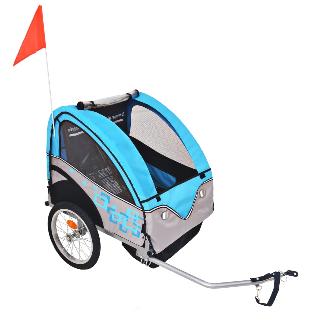 vidaXL Przyczepka rowerowa, szaro-niebieska, 30 kg