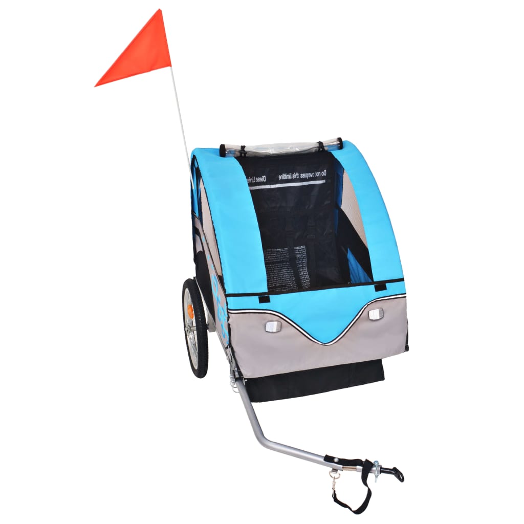 vidaXL Przyczepka rowerowa, szaro-niebieska, 30 kg