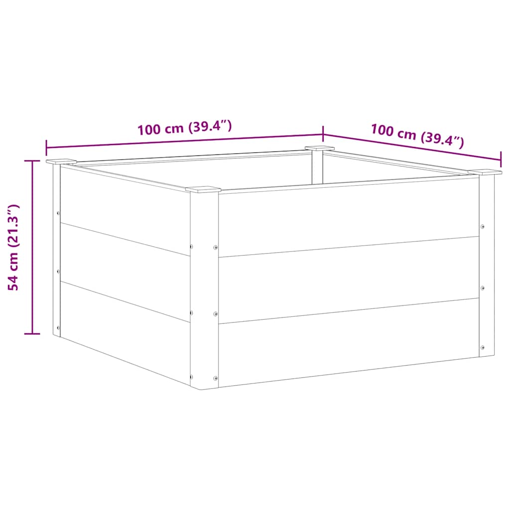 vidaXL Podwyższona donica ogrodowa, WPC, 100x100x54 cm, szara