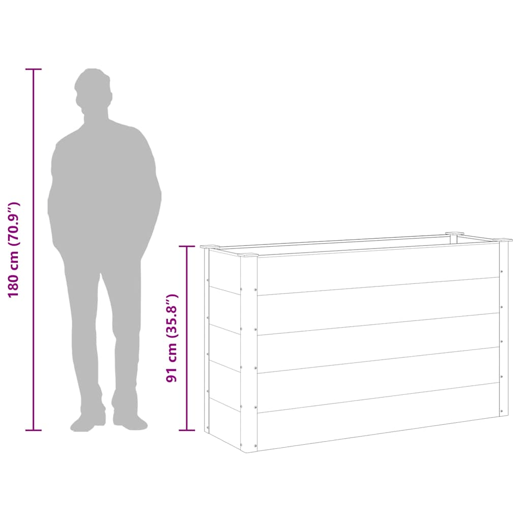 vidaXL Podwyższona donica ogrodowa, WPC, 150x50x91 cm, szara