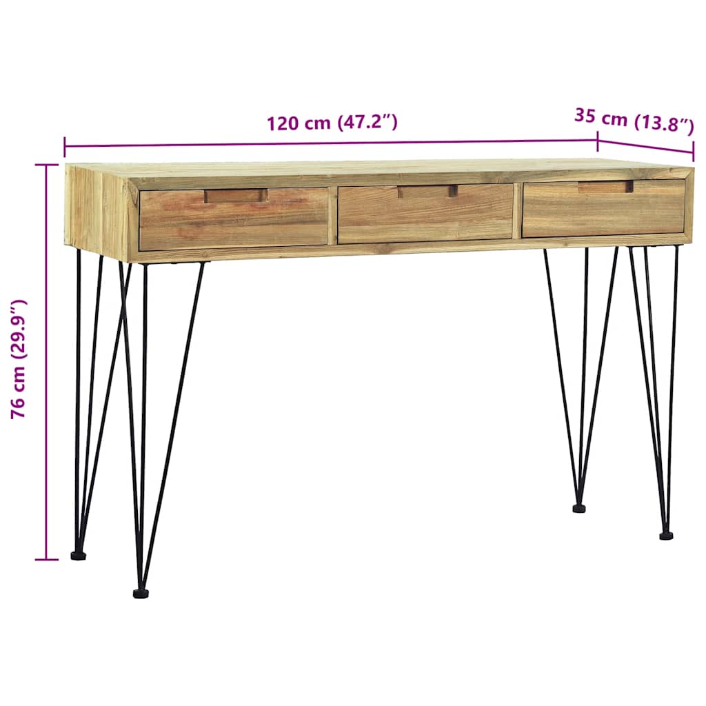 vidaXL Stolik konsola, 120 x 35 x 76 cm, lite drewno tekowe