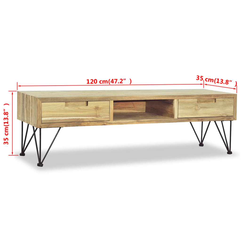 vidaXL Szafka pod telewizor, 120 x 35 x 35 cm, lite drewno tekowe
