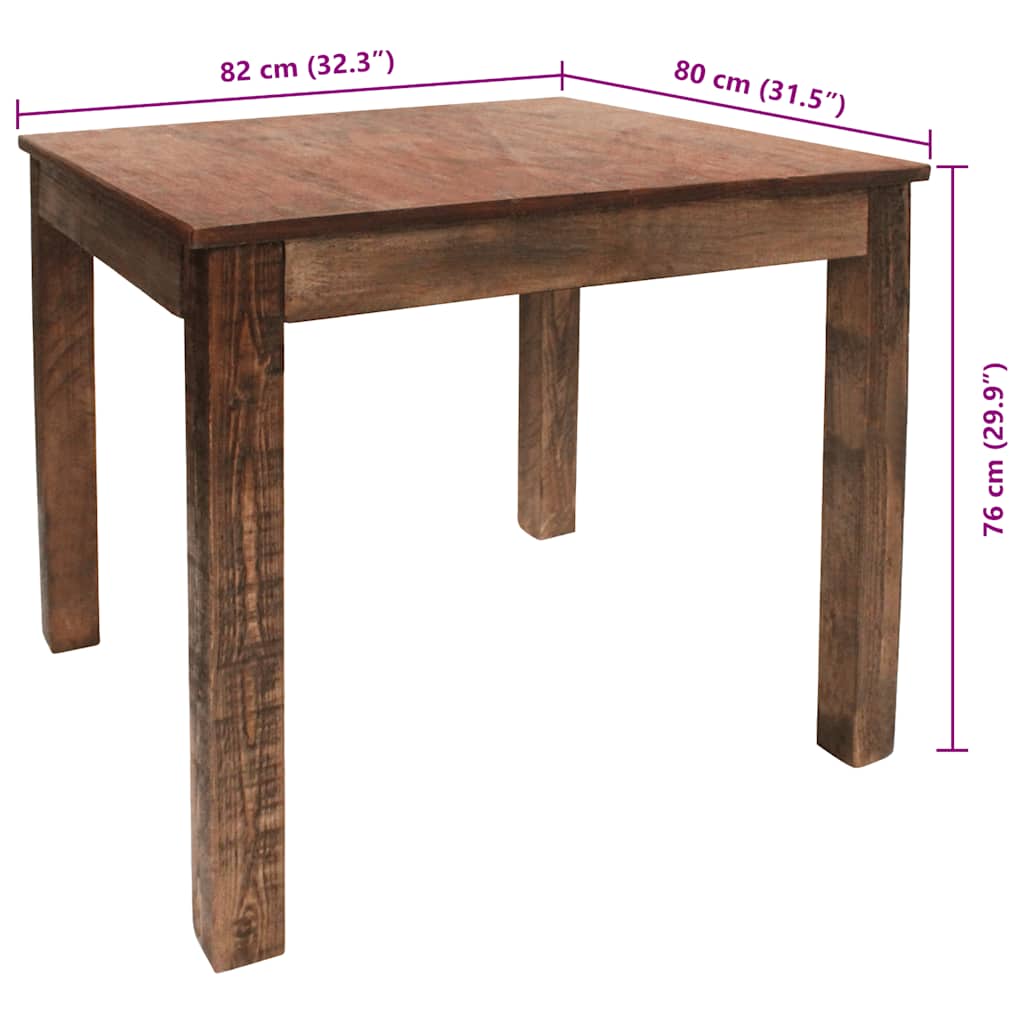 vidaXL Stół do jadalni, drewno z recyklingu, 82x80x76 cm