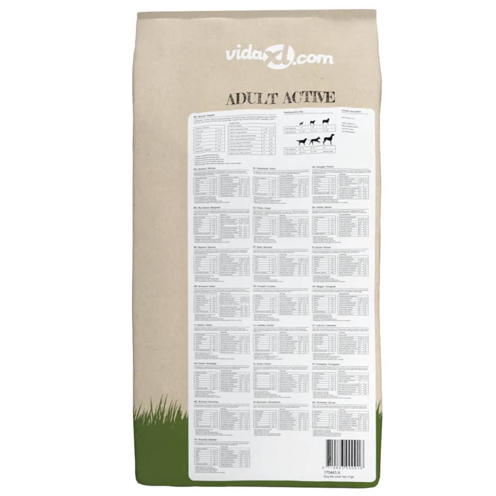 vidaXL Sucha karma dla psów Adult Active Chicken & Fish, 15 kg